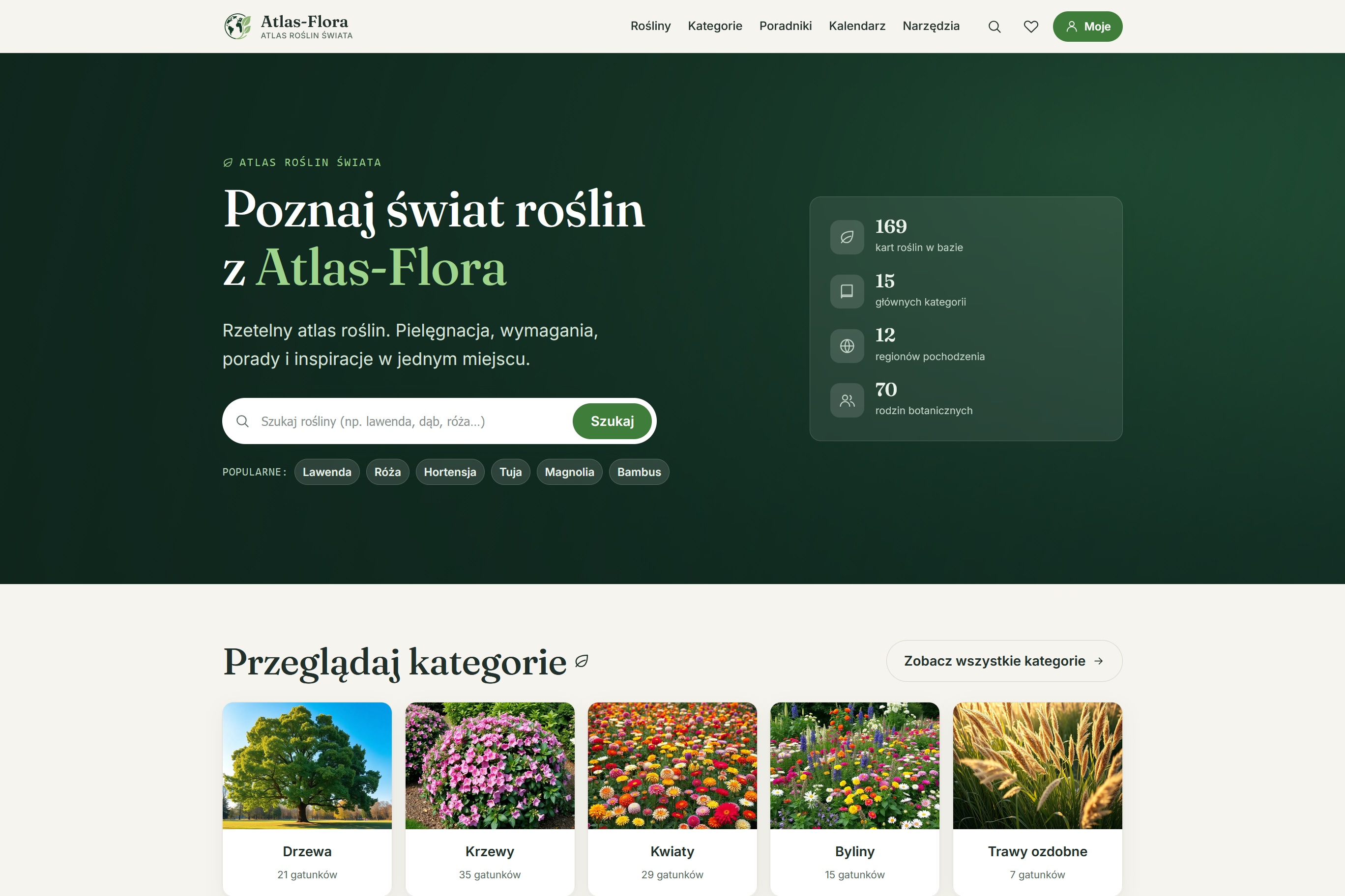 Strona główna Atlas-Flora z siatką kategorii roślin